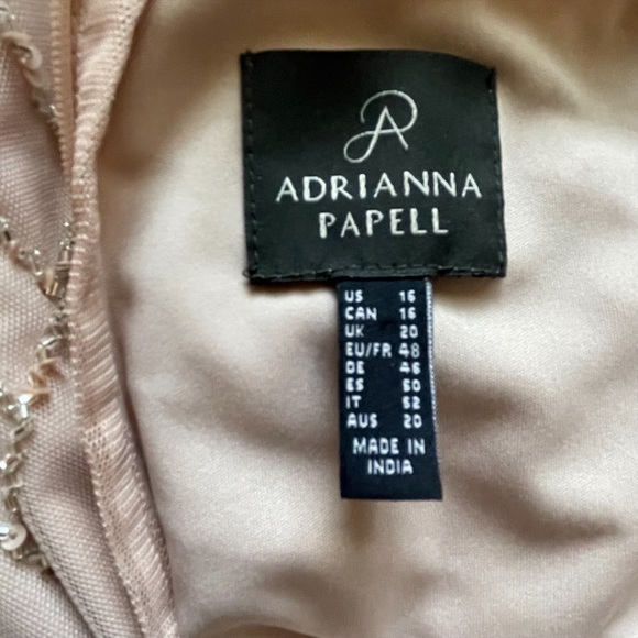 Adrianna Papell Art Deco Beaded Cocktail Dress Halter Neck in Blush Sz 16 - Picture 5 of 8